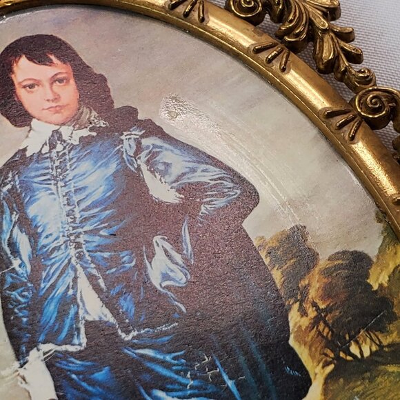 Vintage Italian Brass Ornate Gold Frame Renaissance Print Blue Boy - Picture 11 of 13